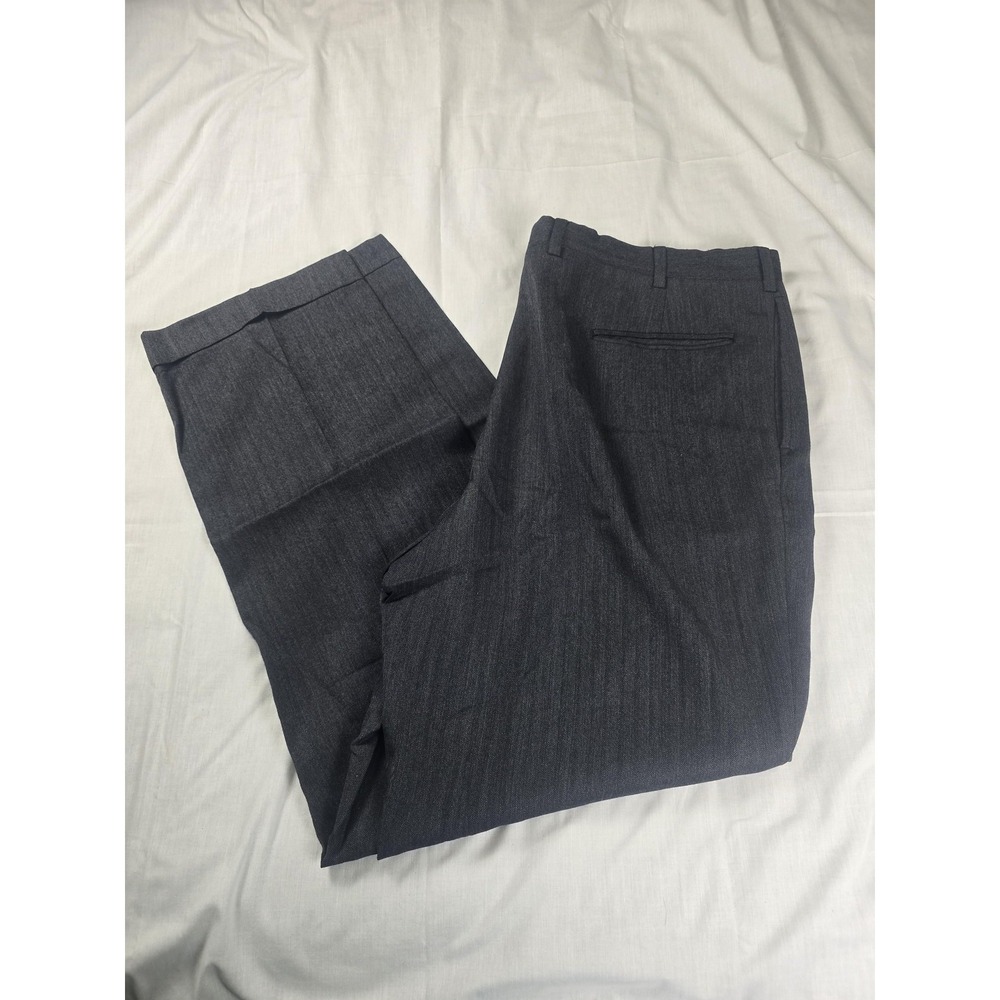 Jos A Bank Pants Mens 38x30 Gray Wool Herringbone Tweed Dress Trousers USA